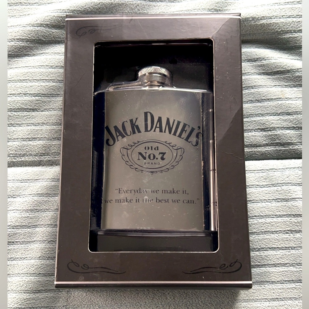 Jack Daniels stainless steel flask, new inbox
